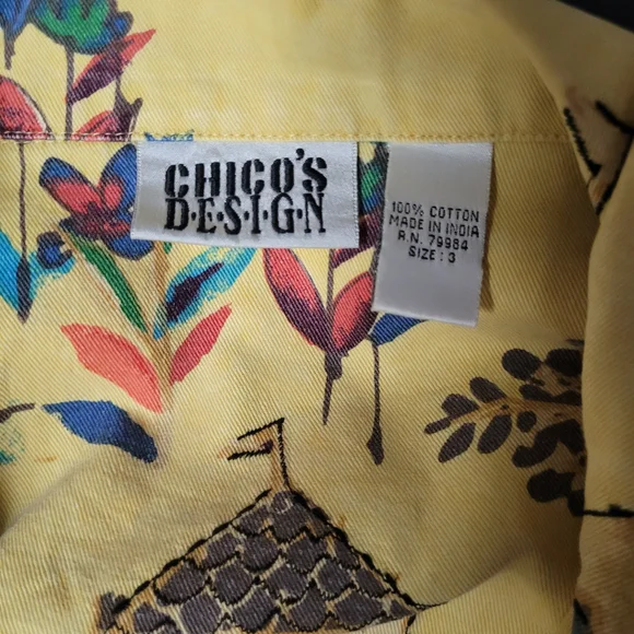Chico's Yellow Jacket with Floral and House Print - Picture 6 of 8